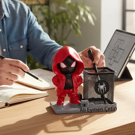 Kişiye Özel Örümcek Adam Temalı Kalemlik ve Masaüstü Organizer Dekoratif Kalemlik 🕷️📚