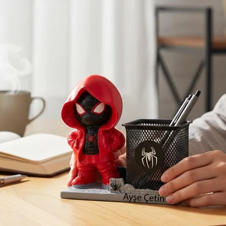 Kişiye Özel Örümcek Adam Temalı Kalemlik ve Masaüstü Organizer Dekoratif Kalemlik 🕷️📚