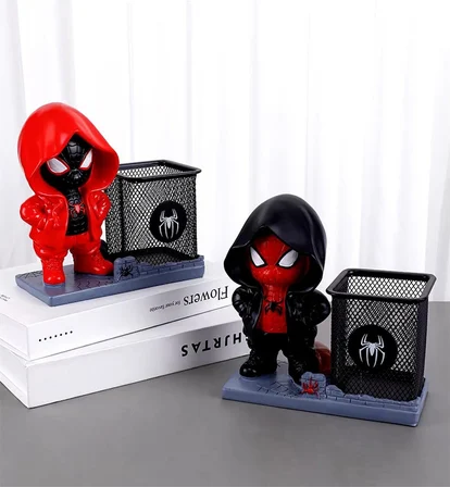 Kişiye Özel Siyah Örümcek Adam Temalı Kalemlik ve Masaüstü Organizer Dekoratif Kalemlik 🕷️📚