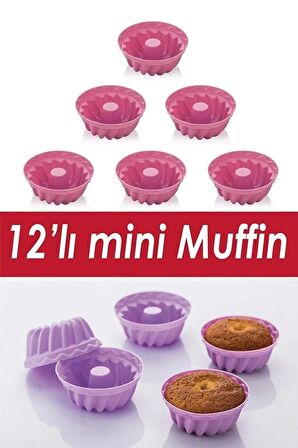 Silikon Mini Kek Kalıbı 12 Parça Muffin Kek Kalıbı Pratik Kek Kalıbı