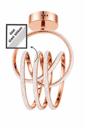 Modern Düğüm Tasarım Rose Gold Simli Silikon Led Avize 3 Renk Işık Dekoratif Plafonyer