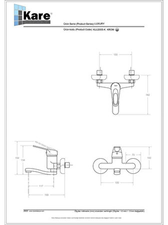 KARE LUXURY APLİKE LAVABO BATARYASI