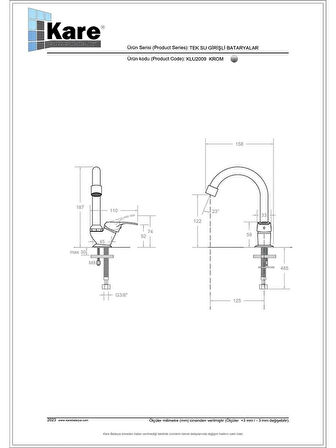 KARE TEKLİ LAVABO BATARYASI