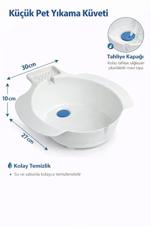 Pet Yıkama Küveti Tahliye Kapaklı Köpek Kedi Banyo Küveti Küçük Irk Evcil Hayvan Yıkama Lavabosu