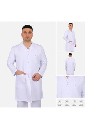 Klasik Yaka Uzun Boy Uzun Kol Erkek Önlük | İş Önlüğü Doktor Laborant Hemşire Önlüğü