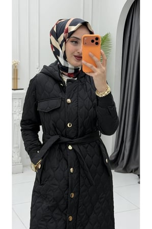 Gamze Mont Siyah Kadın Şık Kışlık Mont Yeni Sezon Rahat Kalıp