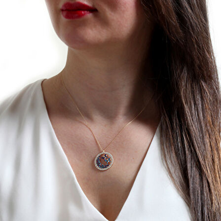 Çember  Taşlı Uçuşan Kelebekler Kolye (KLY0027)