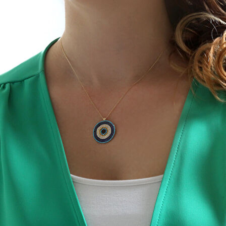 Altın 14 Ayar Nazar Boncuğu  Kolye (KLY0031)