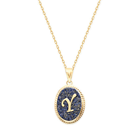 Y Harfi Altın Lapis Kolye (KLY0104)