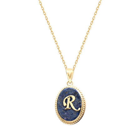 R Harfi Altın Lapis Kolye (KLY0111)