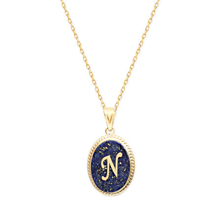 N Harfi Altın Lapis Kolye (KLY0115)