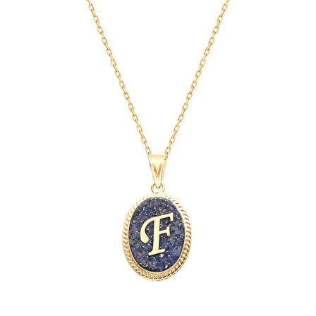 F Harfi Altın Lapis Kolye (KLY0124)