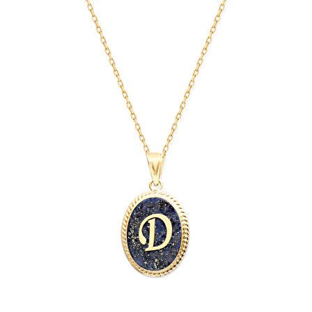 D Harfi Altın Lapis Kolye (KLY0126)