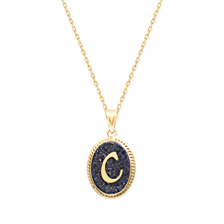 C Harfi Altın Lapis Kolye (KLY0128)