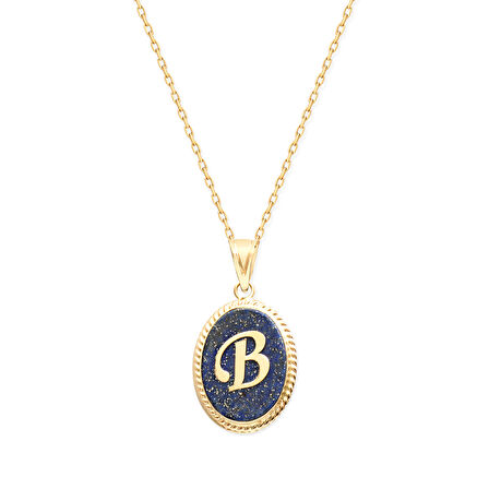 B Harfi Altın Lapis Kolye (KLY0129)