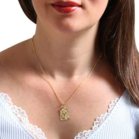 Altın Y Harfi Pres Kolye (KLY0143)