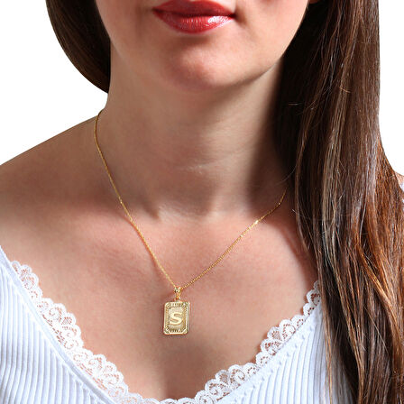 Altın S Harfi Pres Kolye (KLY0149)