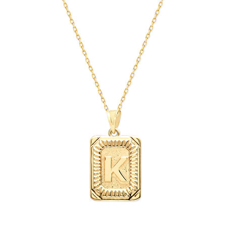 Altın K Harfi Pres Kolye (KLY0157)