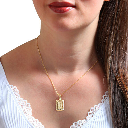 Altın J Harfi Pres Kolye (KLY0158)