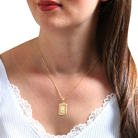 Altın H Harfi Pres Kolye (KLY0161)