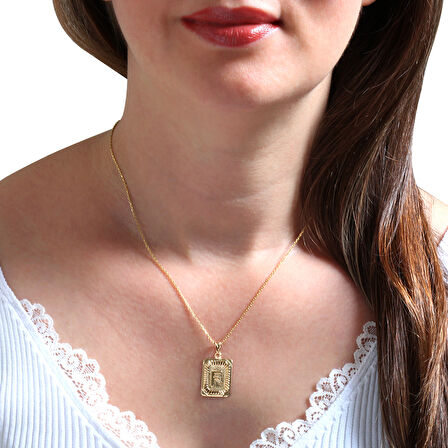 Altın F Harfi Pres Kolye (KLY0163)