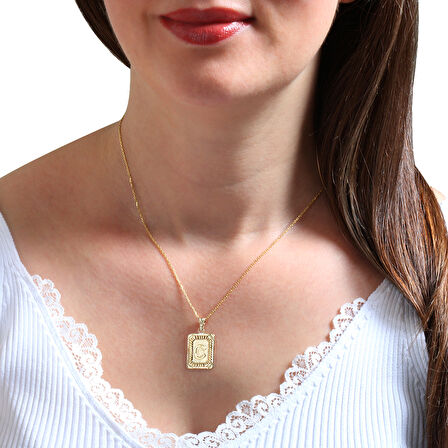 Altın C Harfi Pres Kolye (KLY0167)