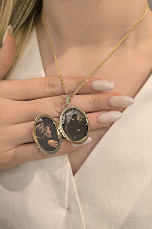 Oval İşlemesiz Altın Madalyon Kolye (KLY0196)