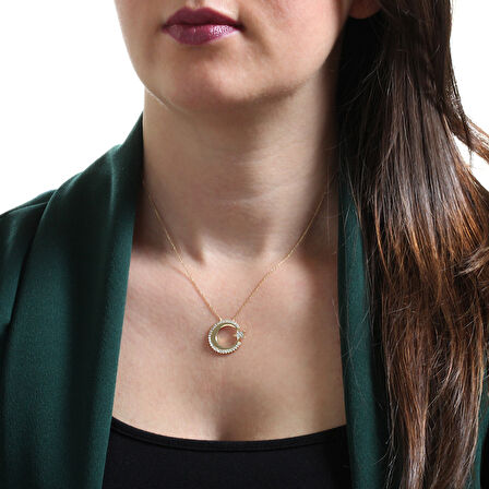 Büyük Boy Altın Ay Yıldız Kolye (KLY0282)