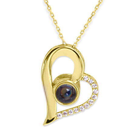 100 Dilde Seni Seviyorum Altın Kalpli Kolye (KLY0298)