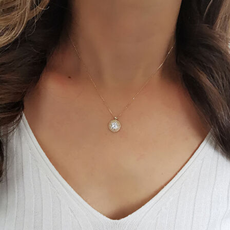 Altın  Taşlı Kaplumbağa Kolye (KLY0304)