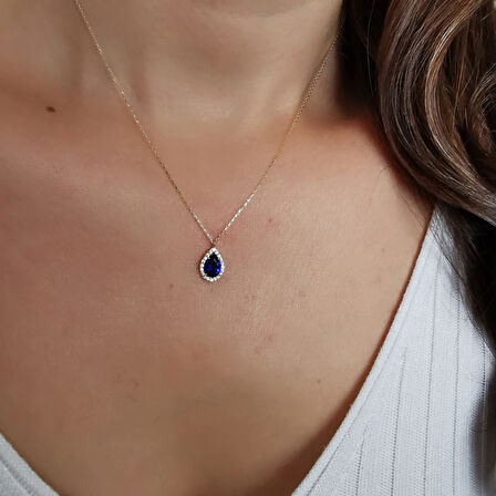 Damla Taşlı Minimal Altın Kolye (KLY0310)