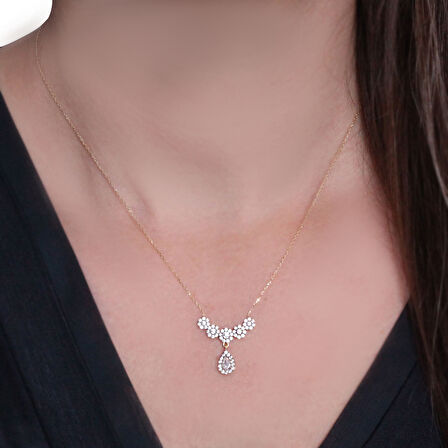 Elmas Görünümlü Altın Minimal Kolye (KLY0357)