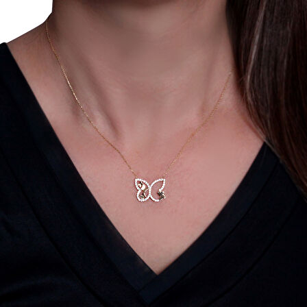 Altın Minimal Kelebek Kolye (KLY0365)