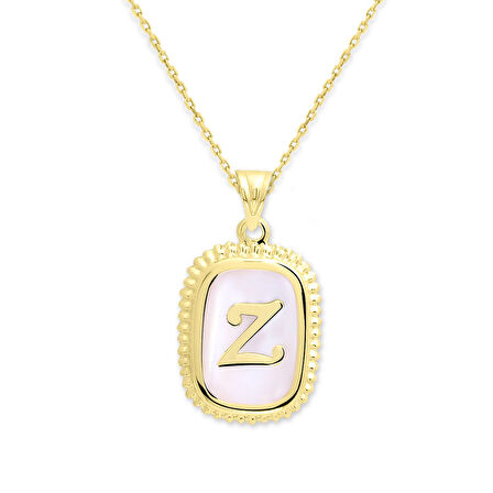 Beyaz Sedefli Altın Harf Kolye (A-Z &apos;ye) (KLY0378)