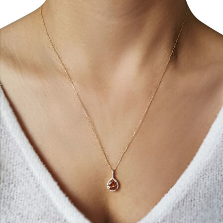 Damla  Taşlı Altın Kolye (KLY0394)
