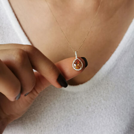 Damla  Taşlı Altın Kolye (KLY0394)