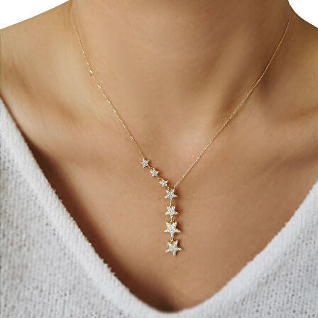 Süzme Altın Yıldız Kolye (KLY0426)