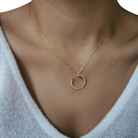 Altın Taşlı Çivi Kolye (KLY0437)