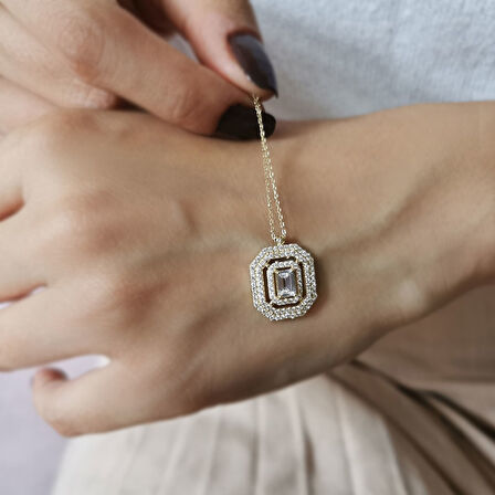 Altın Octagon Baget Kolye (KLY0442)