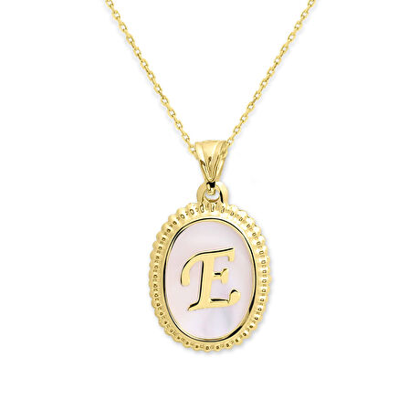 Oval Model Sedef Harf Kolye (Tüm Harfler) (KLY0471)s