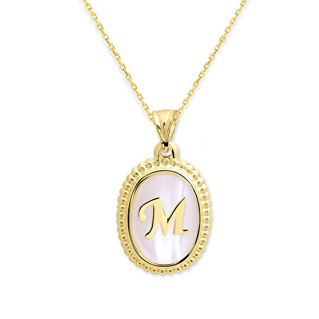 Oval Model Sedef Harf Kolye (Tüm Harfler) (KLY0471)s