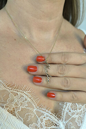 İmza İsim Dikey Yazılı Altın Kolye