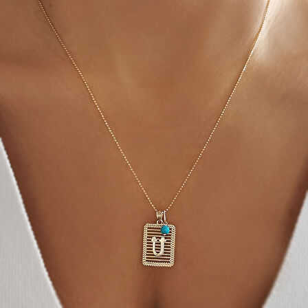 Tasarım Yeni Model Altın Ü Harfi Kolye (KLY0496)