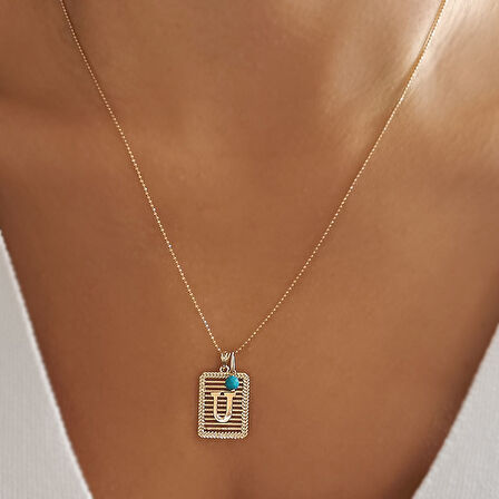 Tasarım Yeni Model Altın U Harfi Kolye (KLY0497)