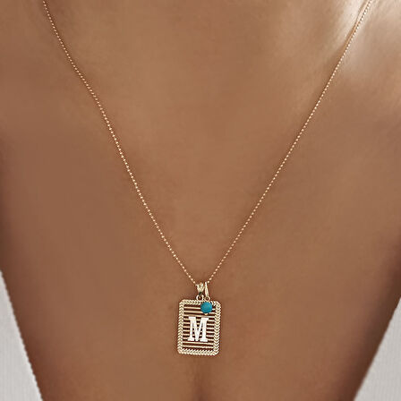 Tasarım Yeni Model Altın M Harfi Kolye (KLY0506)