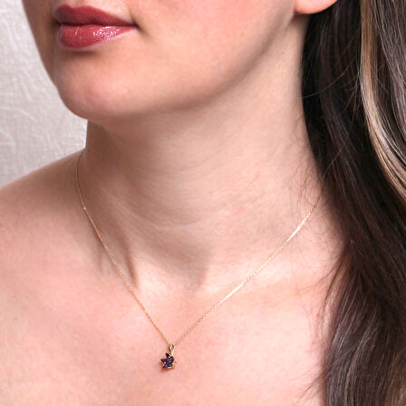 Ametist Taşlı Lotus Çiçeği Kolye (KLY0595)