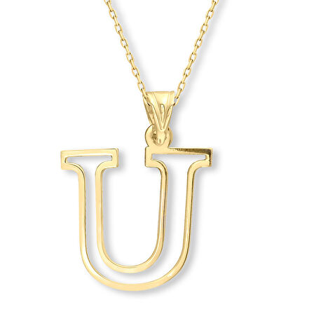 Altın Taşsız U Harfi Kolye (KLY0628)