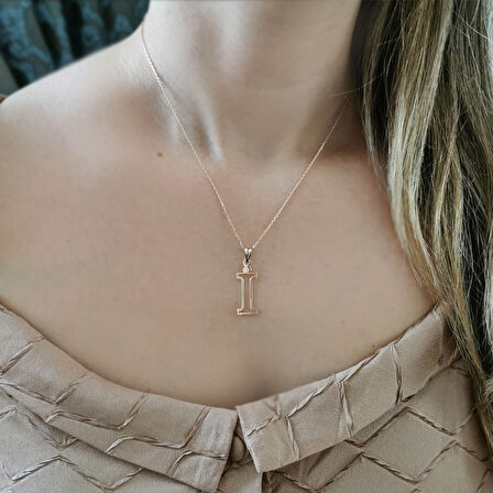 Altın Taşsız İ Harfi Kolye (KLY0641)