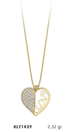 14 Ayar Altın Kalp Love Kolye KLY1439