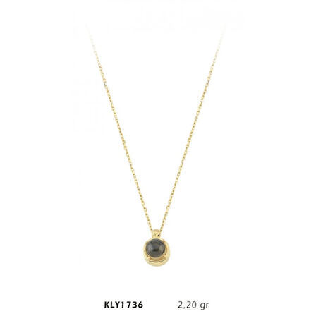 14 Ayar Siyah Boncuklu Altın Kolye KLY1736